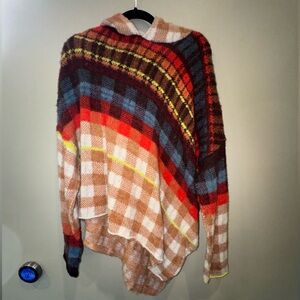 Free People Multicolor Plaid Poncho